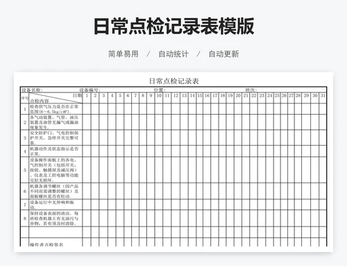 日常点检记录表模版