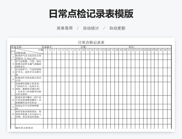 日常点检记录表模版
