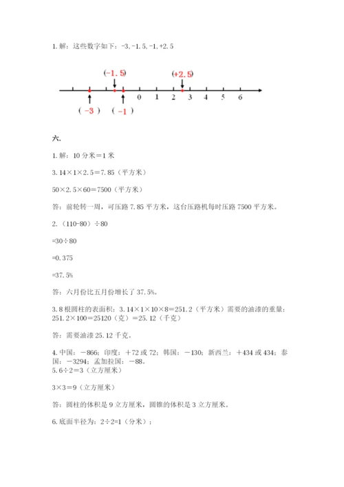 人教版数学六年级下册试题期末模拟检测卷精品（名师推荐）.docx