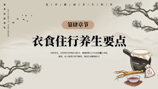 棕色古风夏季中医养生通用PPT模板