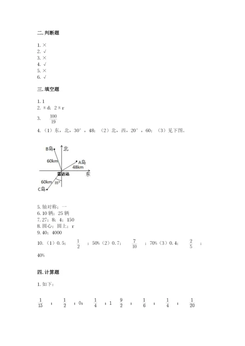 2022年人教版六年级上册数学期末测试卷（完整版）word版.docx