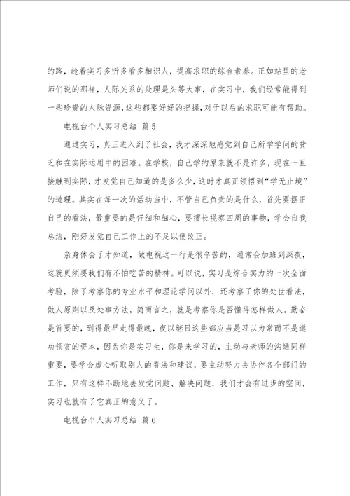 电视台个人实习总结