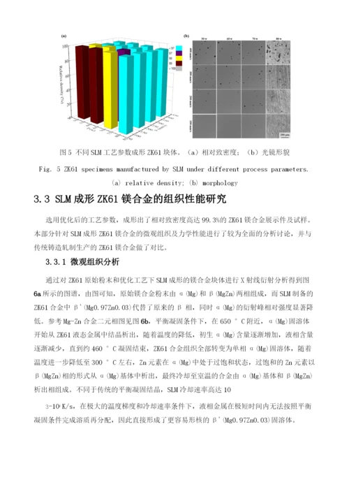 激光选区熔化成形ZK61工艺及组织性能研究.docx