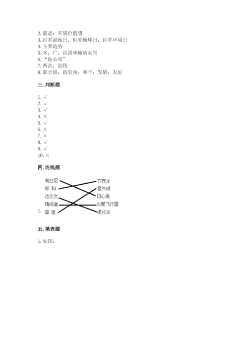 人教部编版六年级下册道德与法治期末测试卷附答案解析.docx