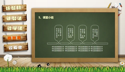 教师说课黑板卡通风格教育教学通用PPT模板