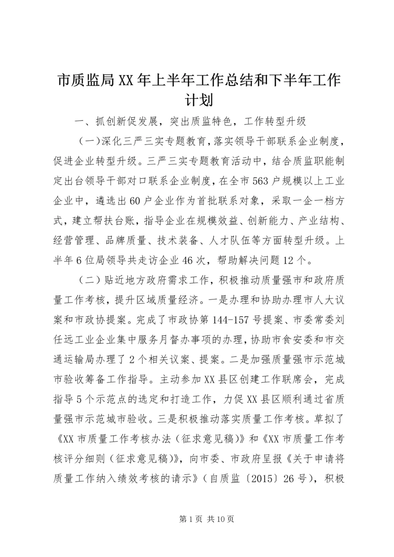 市质监局XX年上半年工作总结和下半年工作计划.docx