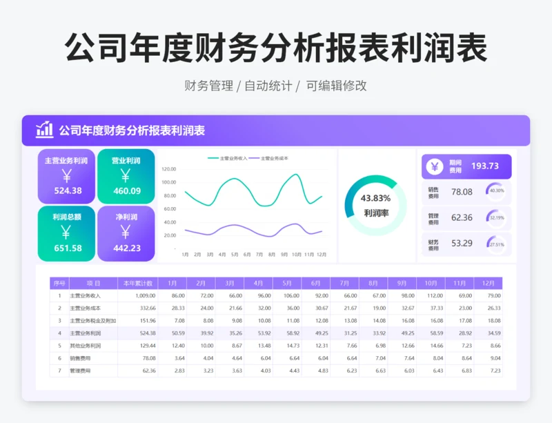 公司年度财务分析报表利润表