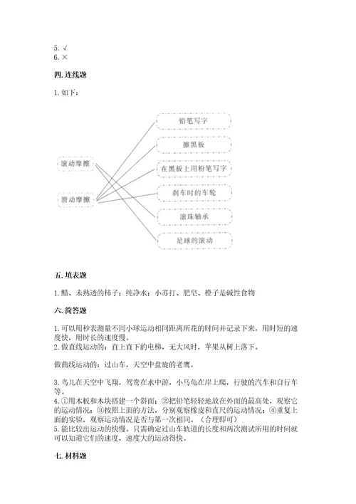 教科版科学三年级下册第一单元《物体的运动》测试卷含完整答案（全优）