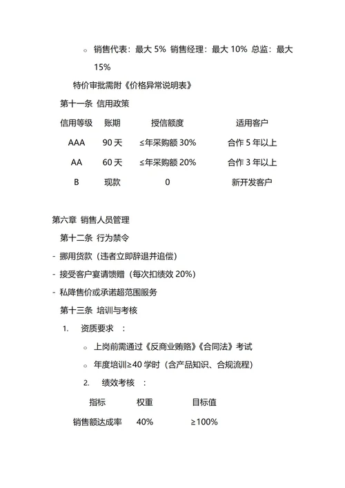 通用销售管理制度