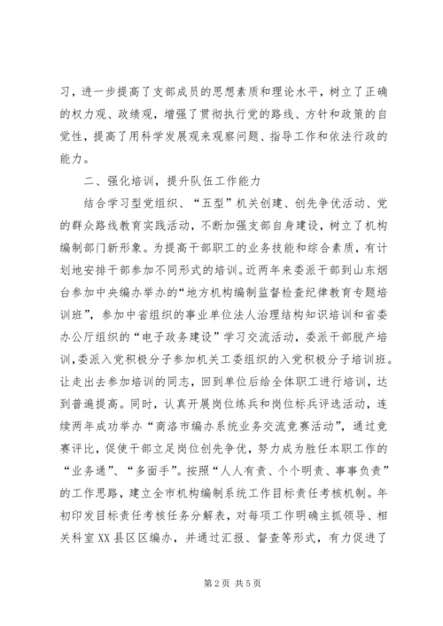 市编办党支部先进经验材料.docx