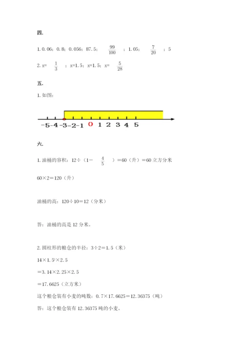 小学六年级数学摸底考试题及答案【名校卷】.docx