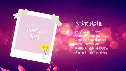 紫色唯美浪漫玫瑰花瓣生日快乐纪念册相册PPT
