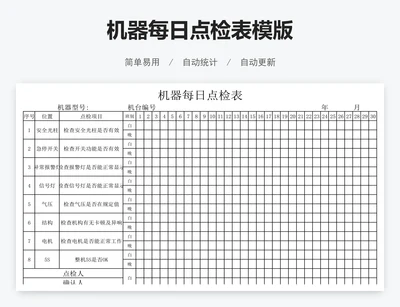 机器每日点检表模版