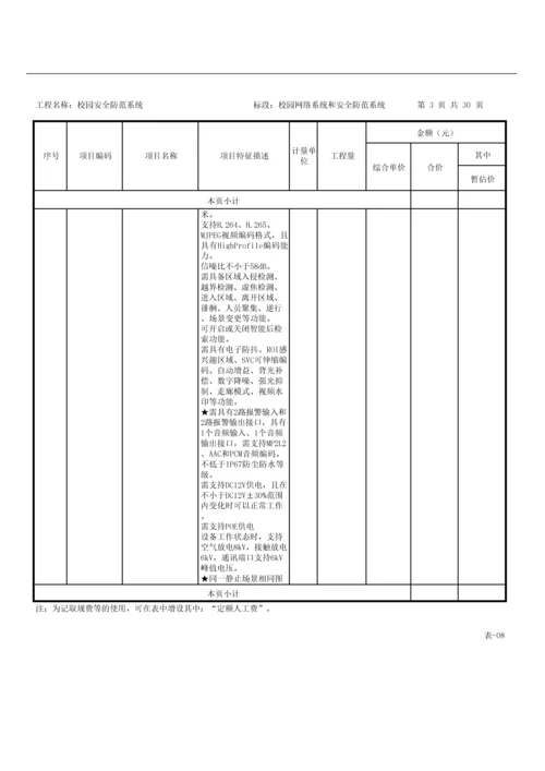 校园安全防范系统工程量清单.docx