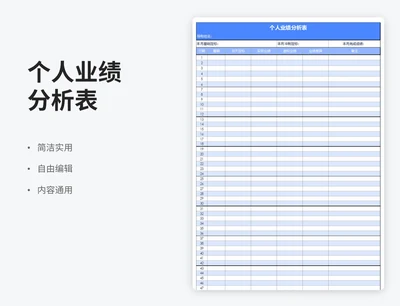 简约风个人业绩分析表