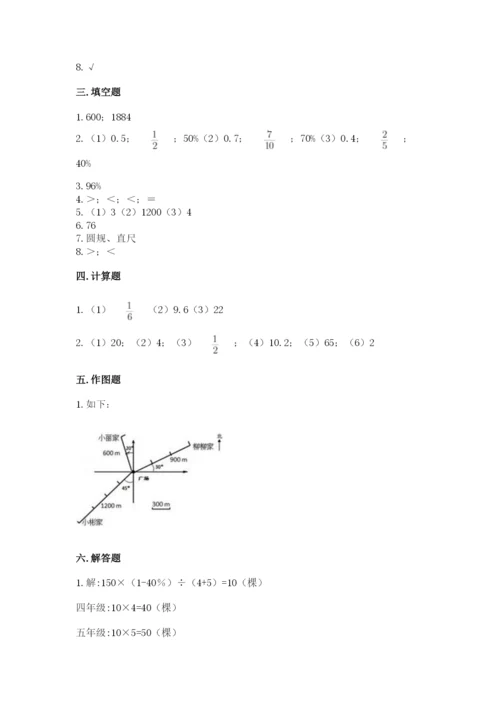 人教版六年级上册数学期末测试卷附答案【模拟题】.docx