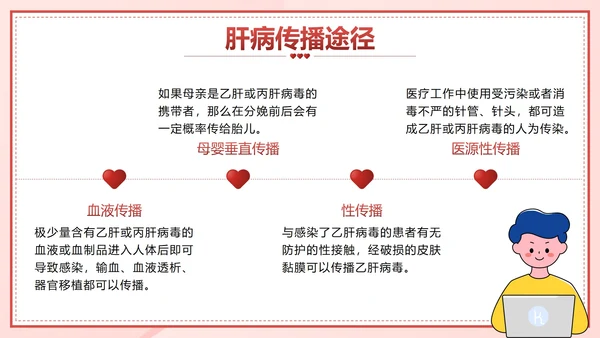 粉色卡通微立体全国爱肝日主题班会带内容PPT模板