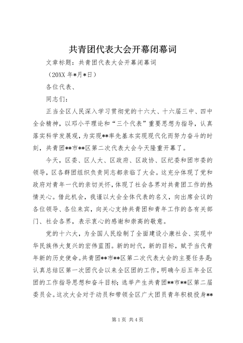 共青团代表大会开幕闭幕词 (2).docx