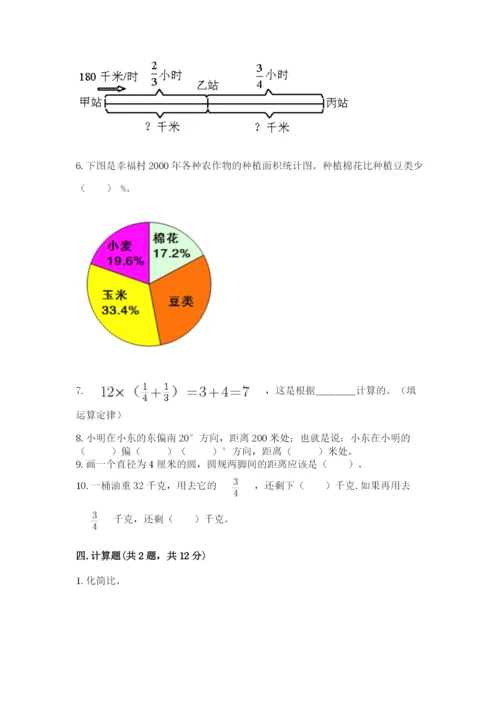 2022人教版六年级上册数学期末测试卷及参考答案（综合卷）.docx