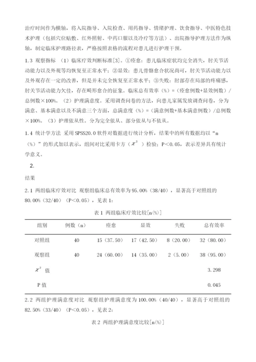 中医临床护理路径在小儿肱骨外髁骨折患儿中的应用效果评价.docx