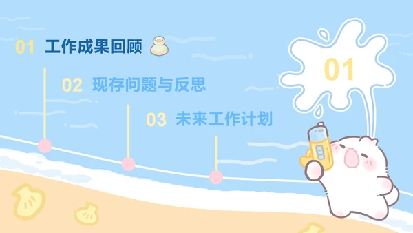 夏日眠眠兔蓝色卡通风工作总结