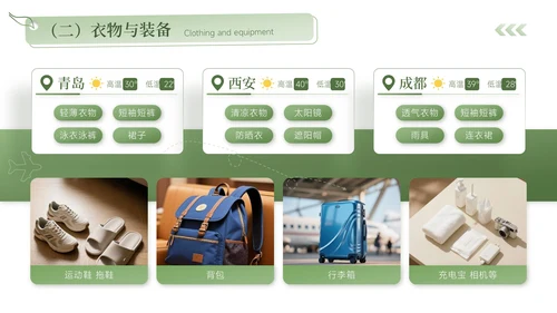 绿色清新风奔赴山海解锁暑期奇遇暑期旅游计划PPT模板
