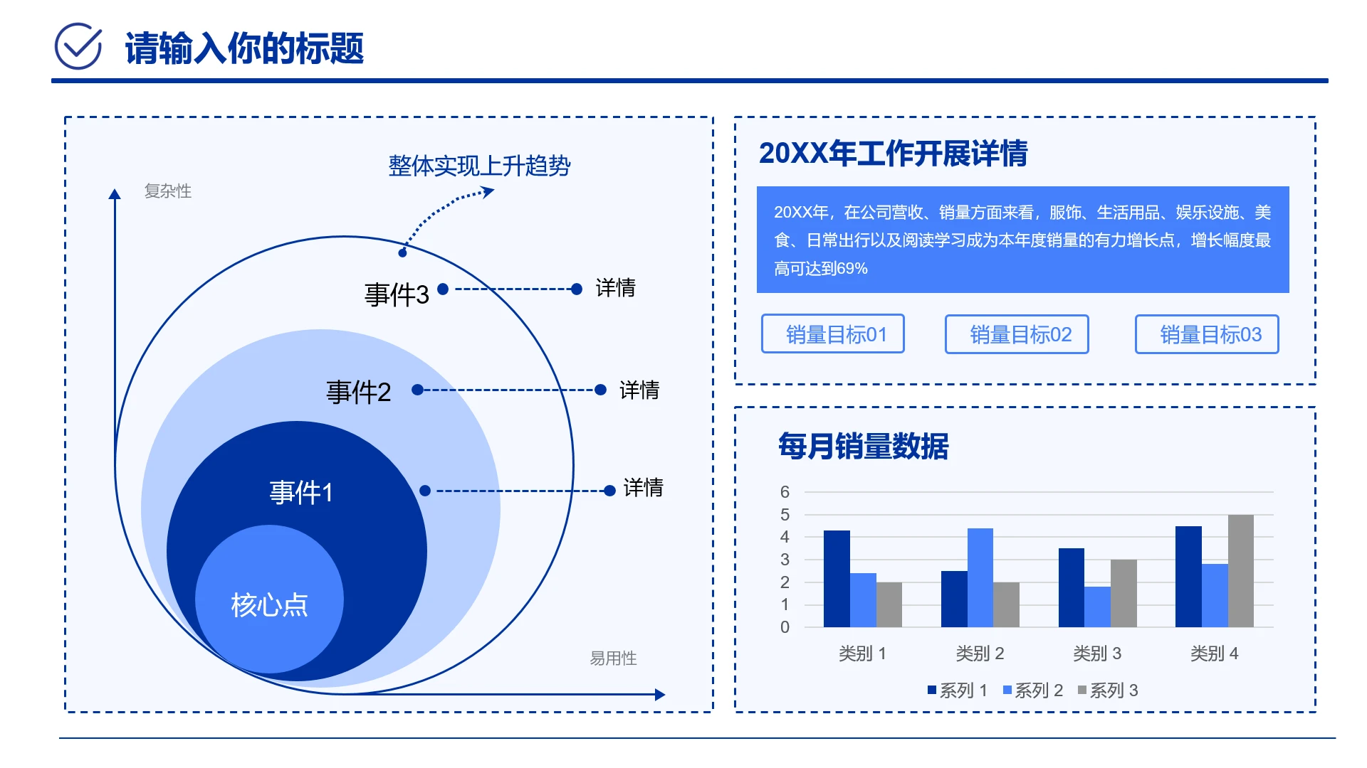 蓝色职场工作汇报工作总结销售目标分析