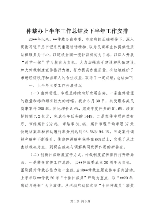 仲裁办上半年工作总结及下半年工作安排精编.docx