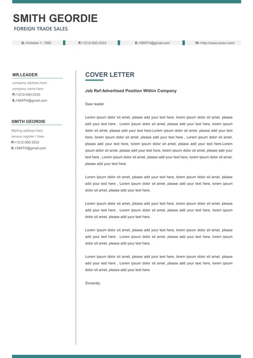 外贸岗位简洁英文简历