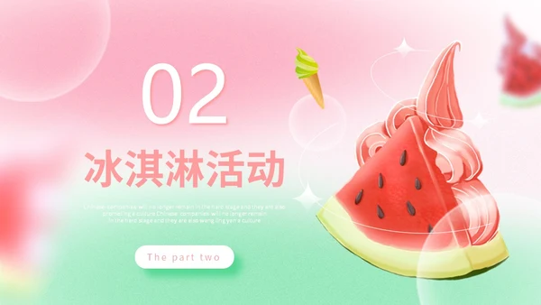 弥散风盛夏消暑冰淇淋甜筒冷饮宣传PPT