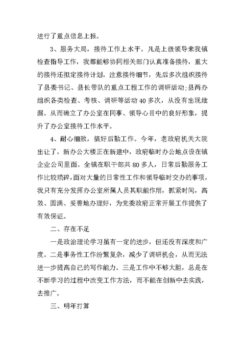 乡镇办公室主任个人总结