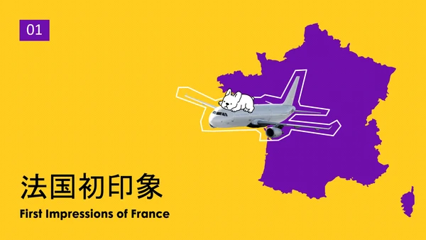 可爱简约时尚法国旅游攻略PPT模板