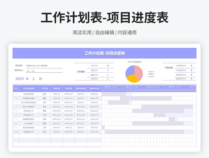 工作计划表-项目进度表