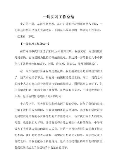 一周实习工作总结