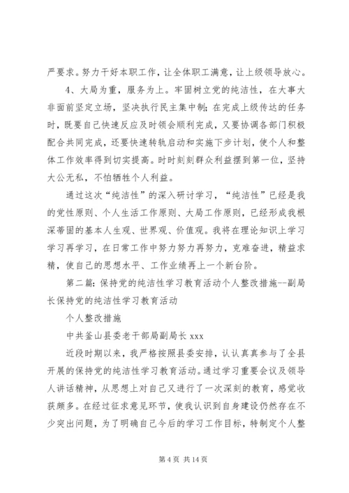 党的纯洁性学习个人整改措施1副乡长.docx