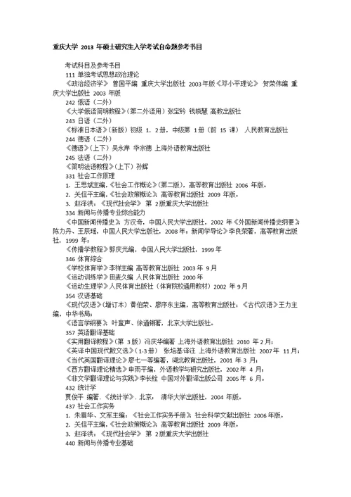 考试科目及参考书目 111 单独考试思想政治理论 《政治经济