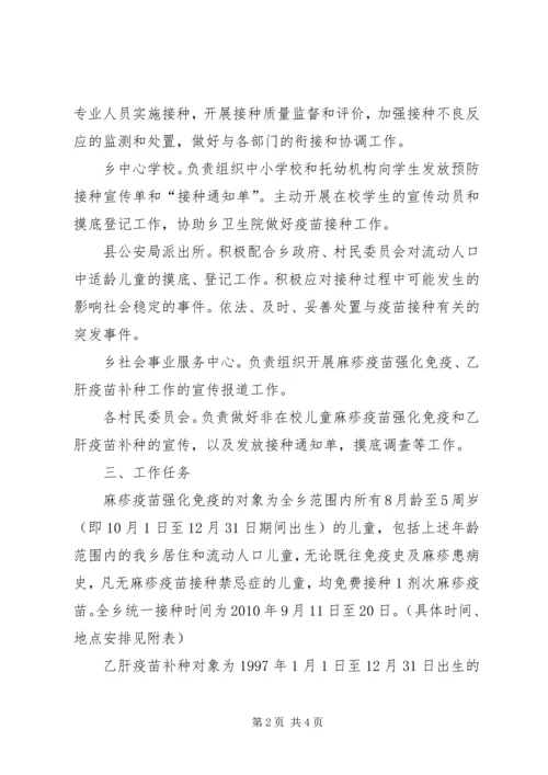 乡麻疹疫苗强化免疫和乙肝疫苗补种工作实施方案.docx