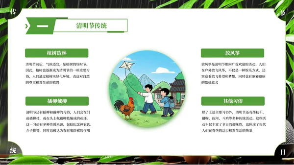 绿色简约清明节主题班会PPT模板