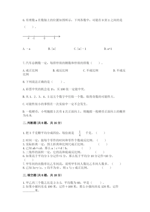 冀教版六年级下册数学 期末检测卷带答案（a卷）.docx