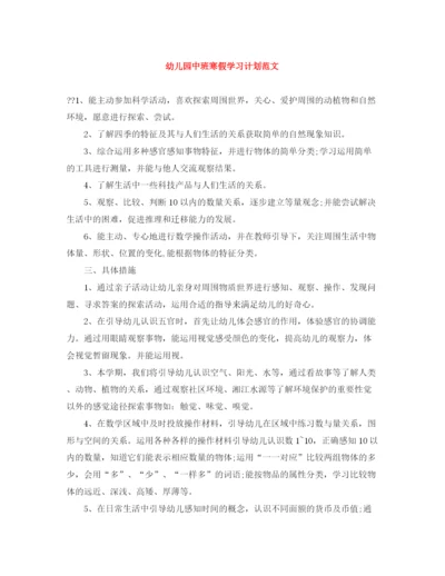 精编之幼儿园中班寒假学习计划范文.docx