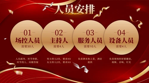 红色奖杯奢华流体新春年会策划带内容PPT模板