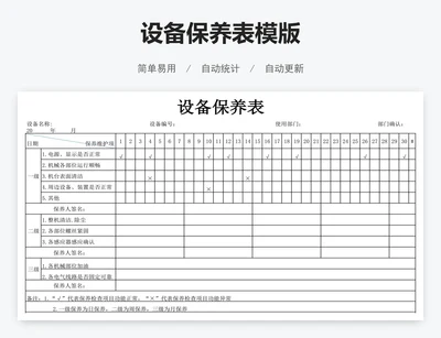 设备保养表模版