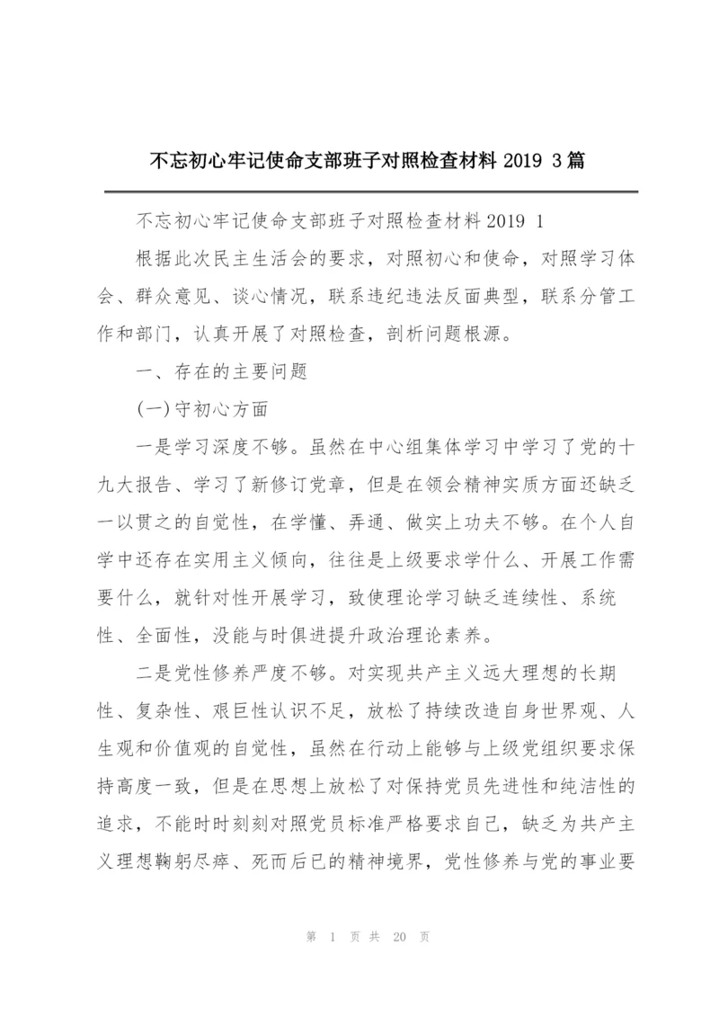 不忘初心牢记使命支部班子对照检查材料2019 3篇.docx