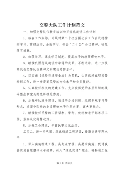 交警大队工作计划范文.docx
