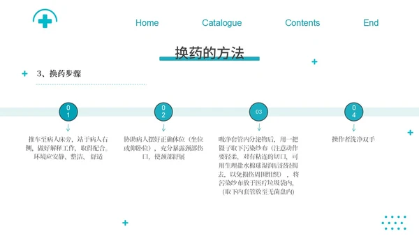 蓝色简约商务气管切开换药流程医疗PPT模板
