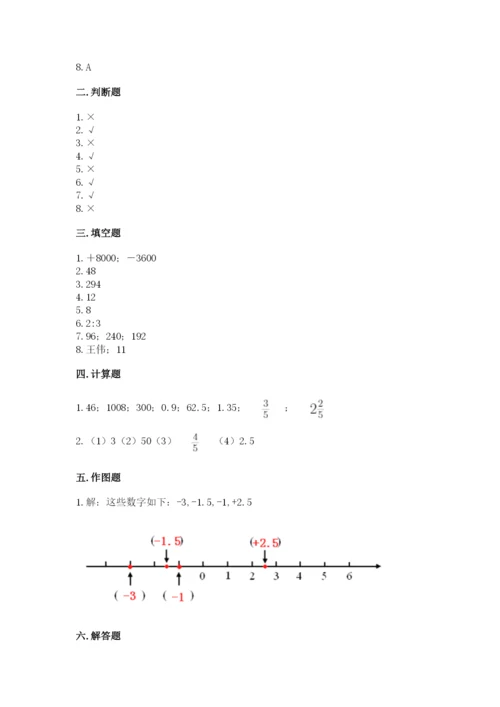 人教版六年级下册数学期末测试卷含答案（最新）.docx