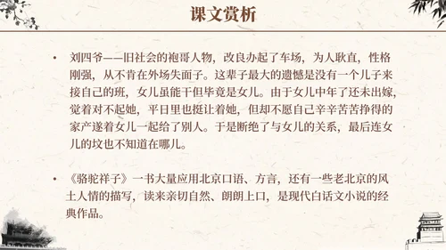 语文课件骆驼祥子插画文学读书分享教师说课PPT模板