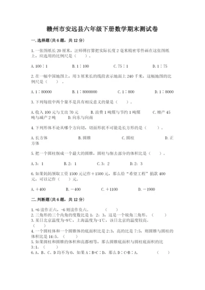 赣州市安远县六年级下册数学期末测试卷完美版.docx