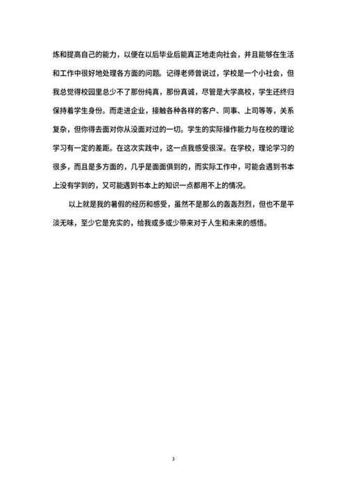 大学生暑期实践报告word模板