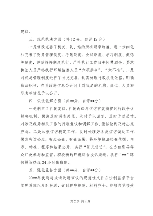 县环保局依法行政工作自评报告.docx